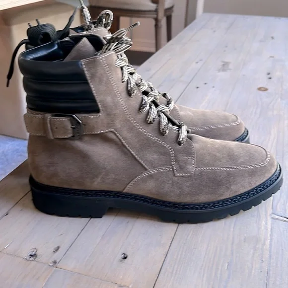 Aquatalia Mayra Weatherproof Lace Up Suede Ankle Lug Lace Up Moto Boots Size 11 - Picture 5 of 13